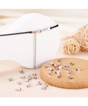 Pandahall 50pcs 304 Stainless Steel Fold Over Crimp Cord Ends for Jewelry Making 8x4mm - Buy Online on SooperMarket.com