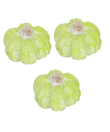 HOLIDYOYO 3pcs Pumpkin Decoration Autumn Rustic Pumpkin Desk Topper Figurines for Outdoors Fake Pumpkin Thanksgiving Day Pumpkin Ornament Decorative Pumpkin Ceramics Window Gift Greenx3pcs 13X13CMx3pcs