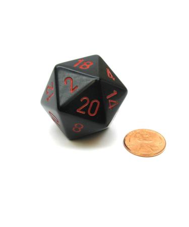Jumbo d20 Counter - Opaque 34mm Dice: Black with Red