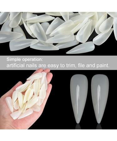 Noverlife 1200PCS Long Almond Shape False Nails | Full Cover Acrylic Nail Tips for Nail Salon Mani-pedi & Nail Art - Natural - Buy Online on SooperMarket.com