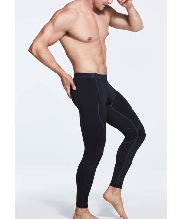 Shop TSLA Men's Thermal Compression Underwear | Winter Sports Leggings with Fleece Lining - Heatlock Technology | Black & Charcoal - Buy Online on SooperMarket.com