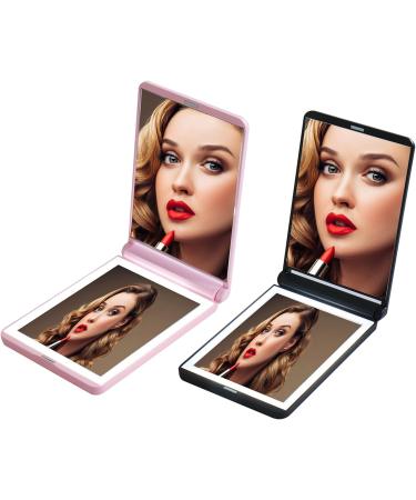 Compact Makeup Mirror Magnifying Mirror with Light Foldable 2-Sided Light Up Travel Mirror USB Rechargeable Compact Mirror 1X and 2X Makeup LED Mirror (Black) - Buy Online on SooperMarket.com