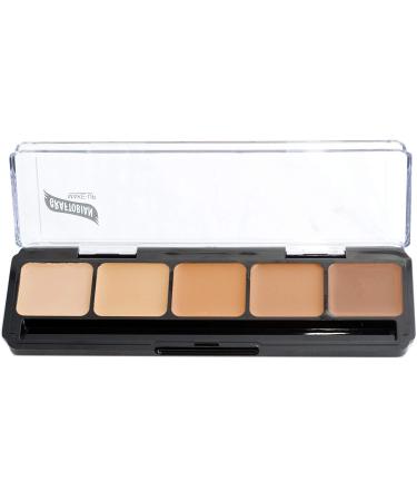 Graftobian HD Glamour Cr me Foundation Palette (Warm #3) - High Definition 5 Color Makeup Palette Cream Based Foundation Concealer and Contour Palette Full Coverage - Medium/Dark Warm Skin Shades