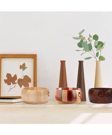 Handmade Rosewood Large Yarn Bowl for Knitting - Wooden Storage Bowl with Holes for Knitting Wool - Mix Color Stroage Bowl - Buy Online on SooperMarket.com