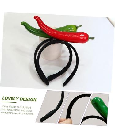 SKISUNO Chili Hair Hoop Headband Hair Accessories for Kids Chili Pepper Hat Chili Design Hair Hoop Fruit Man Elastic 1 count (Pack of 1) Green - Buy Online on SooperMarket.com
