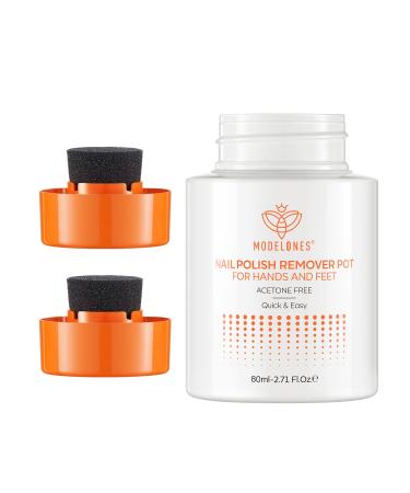 Modelones Nail Polish Remover Acetone-Free & Non Drying Nail Polish Remover Pot with Sponge-Top Lid Contains Jojoba Oil Professional Nail Remove Jar for Home Salon (80 ml)