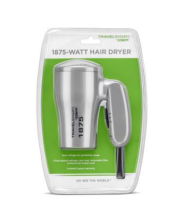 Conair 1875 Watt Compact Dual Voltage Travel Hair Dryer - Grey - Buy Online on SooperMarket.com