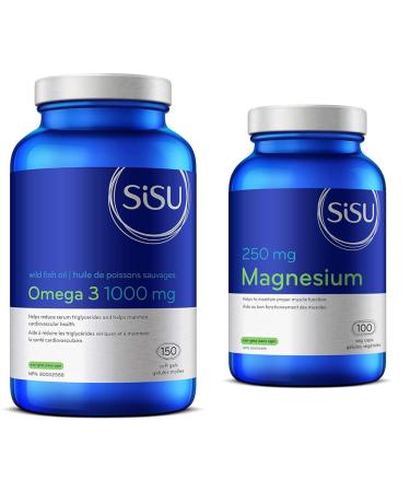 Omega 3 1000mg 150 soft gels & Magnesium 250 mg 100 VC Nutritional Supplement+ 100 VC