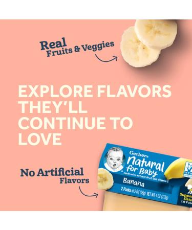 Gerber Baby Food 2nd Foods Blends Banana & Mixed Berry Puree | Wonderfoods | Natural & Non-GMO | 4oz Tubs 2-Pack (Pack of 8) - Buy Online on SooperMarket.com
