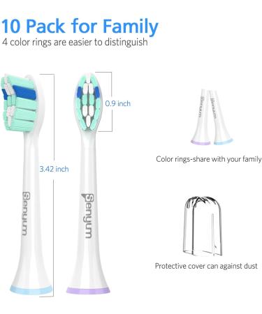 Senyum Replacement Toothbrush Heads for Philips Sonicare - 10 Pack, White | Compatible with Sonicare Electric Toothbrushes - Buy Online on SooperMarket.com