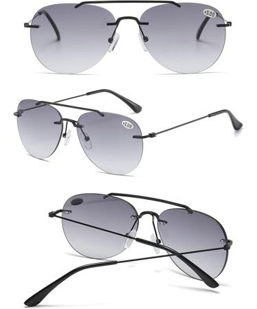 Koosufa Frameless Bifocal Reading Sunglasses for Men & Women - Anti-Blue Light UV Protection Outdoor Reading Aid (1.0 - 4.0 2 Colors) - Buy Online on SooperMarket.com