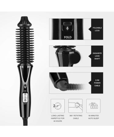 Buy Dual Voltage Curling Iron Brush - Foldable Tourmaline Ceramic Ionic Hair Hot Brush (1 in) | Anti-Scald International Shipping Available - Buy Online on SooperMarket.com