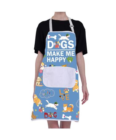BNQL dog care ancient Cute dog chest puppy dog waterproof apron dog cooking apron dog trainer groomer gifts dogs make me happy dogs me happy blue