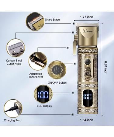 Hatteker Professional Hair Clipper & T-Blade Trimmer Set for Men - Cordless Rechargeable Grooming Kit with LED Display (Gold) | Best International Shipping - Buy Online on SooperMarket.com
