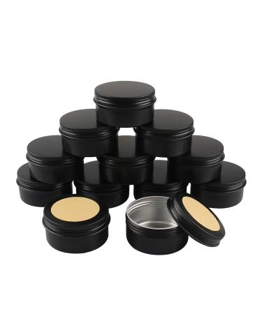 Basic packing 12 pieces 80ml matt black empty round aluminum socket with screw cap aluminum dose Aluminum screw boxes cream can with candle box cosmetic cans tin cans with 12 pieces 50mm sticker