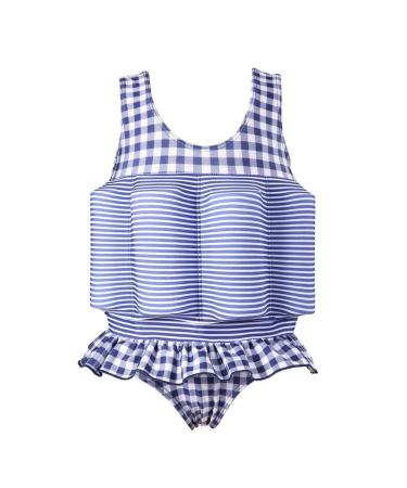 IMEKIS Girl Bojen Bathsuit Children Unisex swimwear swimming aid boys one-piece swimming suit with an adjustable buoyancy swimming power bathing clothing to swimming training suit 3-4 years of blue grille