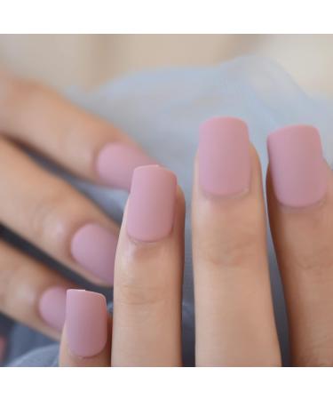 Dried Rose Matte Short Square Acrylic False Nails - 24pcs Set | International Shipping - Buy Online on SooperMarket.com