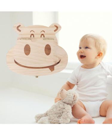 Hippo Shaped Baby Tooth Fairy Box - Keepsake Organizer for Lost Teeth - English Words Baby Shower Gift - Buy Online on SooperMarket.com