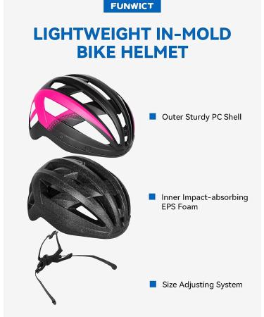 FUNWICT Adult Bike Helmet with Visor, Goggles & Rechargeable Rear Light Black Pink, L 57-61 cm - Buy Online on SooperMarket.com