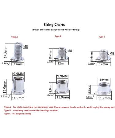 Juscycling Chainring Bolts Nuts Pack for Double Chainrings - Silver Type B | Set of 5 with Multiple Size Options - Buy Online on SooperMarket.com