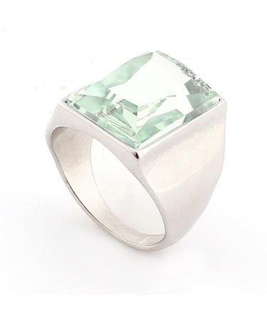 Ruilogod Ladies Women US 8 3/4 Faux Crystal Decor Rectangle Design Finger Ring
