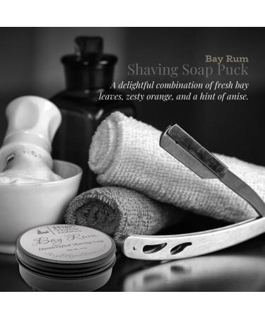 Bay Rum Shaving Soap Puck - 4 oz Large Bar in Travel Tin | Premium Men's Shave Soap Made in the USA - Buy Online on SooperMarket.com