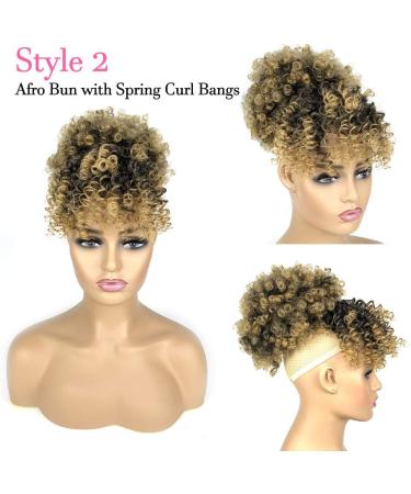 Afro Puff Drawstring Ponytail with 2 Replaceable Bangs Afro High Puff Bun with Spring Curl Bangs and Afro Puff Bangs Clip in Hairpieces Pineapple Updo Ponytail with Bangs (T1B /27) 1 ponytail+ 2 bangs T1B/27 - Buy Online on SooperMarket.com