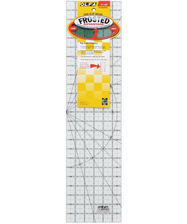 OLFA 6" x 24" Frosted Acrylic Ruler (QR-6x24) - Non Slip 6x24 Inch Acrylic Ruler with Grid & Angle Markings for Cutting Fabric, Sewing, Quilting, & Crafts