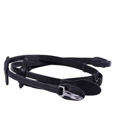 QHP web reins with clip leather and martingale stopper (Warmblood Black) Warmblood Black