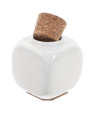 PLAFOPE Manicue Cups Gratitude Jar Clear Container Bottle Empty Medicine Bottle Travel Bottles Small Cork Bottles Small Glass Bottles with Cork Pill Container Bottle Ceramics White Bamboo 5.7*3.5cm White