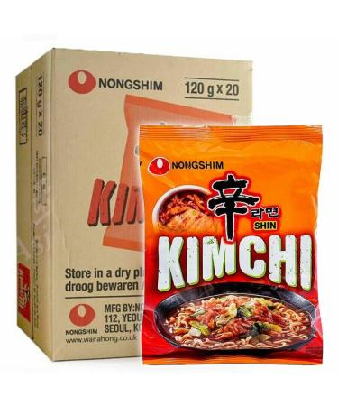 Nong Shim SHIN KIMCHI Ramyun Ramen Noodles 120g (Box of 20 Packets)