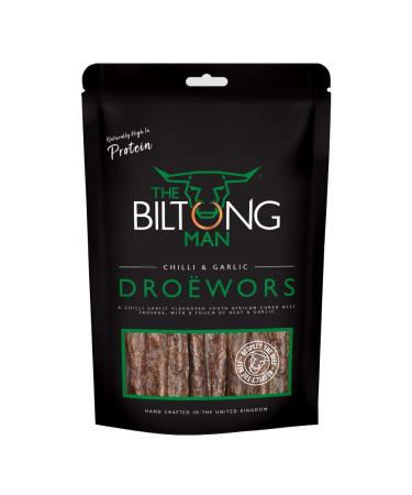The Biltong Man | Chilli Garlic Dro wors Sticks | Healthy High Protein Beef Snack with Chilli Bite | Keto-friendly South African Dried Beef Sausage | 500 g (Pack of 1)