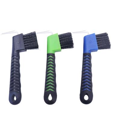 Lezevn 3 Pieces Horse Hoof Pick Brushes with Handle Striped Horseshoe Groove Cleaner Brush Portable Sturdy Horses Hoof Cleaner Horse Grooming Cleaning Tools Random Color