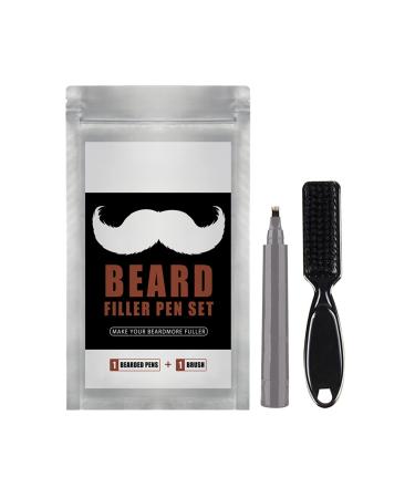 tbpersicwT Beard Filling Pen, Long Lasting Use Easily Multi-purpose Natural 4 Tip Beard Filler Pen Kit for Makeup Grey