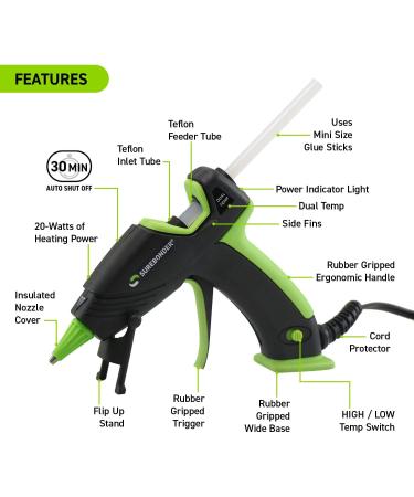 Surebonder Mini Hot Glue Gun With Dual Temperature & Auto Shut Off  20 Watts for Fast Heating & Consistent Glue Flow  Adjust Temp for Multiple Projects (Ultra Series DT-320F) - Buy Online on SooperMarket.com