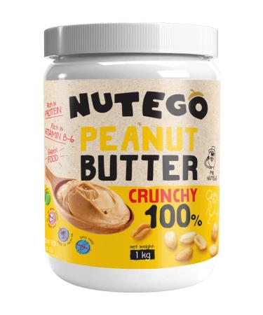 Nutego 100% Crunchy Peanut Butter 1kg Natural no added sugar no added salt Plant protein source Vegan Argentina peanuts