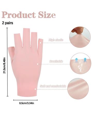Betinyar 2 Sets of UV Gloves for Gel Nails UPF50+ Fingerless UV Light Gel Nail Gloves UV Protective Gloves(Pink) - Buy Online on SooperMarket.com