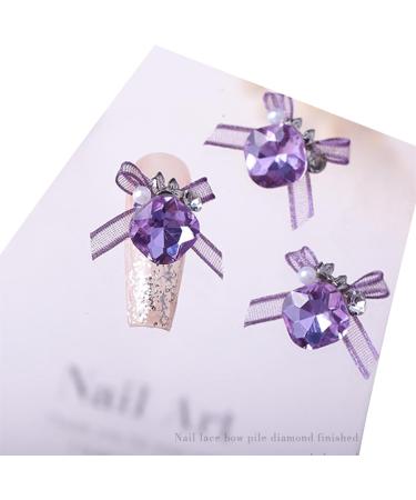 3pcs Nail Art With Rhinestones Organza Bowknot Fingernail Decoration For Salon Home Use Nail Accessories Kit - Buy Online on SooperMarket.com