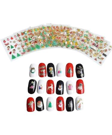 Christmas Nail Stickers Decals 3D Nail Art Stencils Designs Self Adhes TIP Nail Art Stickers Creat Design New Year Stickers Christmas Decor Practical - Buy Online on SooperMarket.com