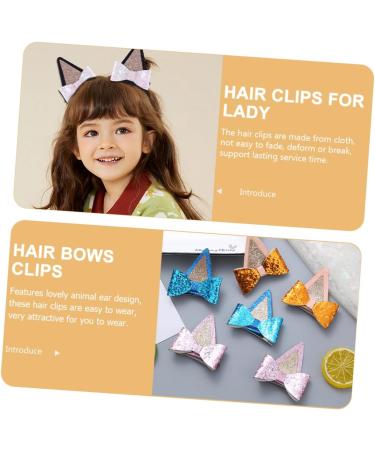 MUSISALY 6 Pairs Hair Bow Barrettes Kawaii Hair Clips Glitter Bowknot Hairpin Cute Hair Supplies Glitter Hair Clips Ear Bow Hair Barrettes Hair Pin Hair Clips for Girl Bow Hair Clip Fabric - Buy Online on SooperMarket.com