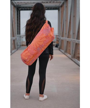 Open Road Goods Organic Yoga Mat Bag | Eco-Friendly Carrier for Extra Wide Mats | Adjustable Carry Strap, Pockets | GOTS Certified 100% Cotton Canvas | Men & Women | Pink Floral - Buy Online on SooperMarket.com