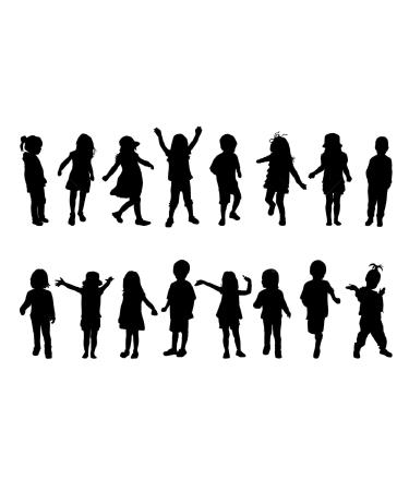 Children Silhouettes Cake Topper Edible Icing A4 sheet 2.8" H x 16
