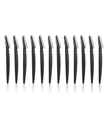 Men's Touch Up Razors for Mustache, Beard (Black, 5.8 Inches, 12 Pack)