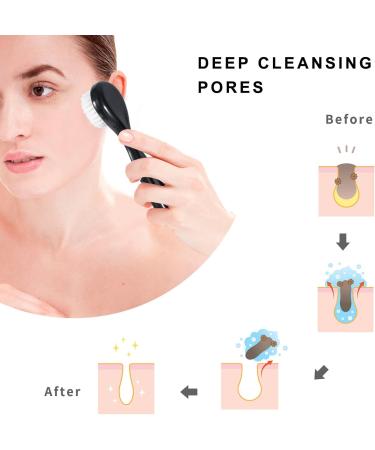 4 Pack Soft Bristle Facial Cleansing Brush with Lid - Gentle Exfoliating and Massage - Black - Buy Online on SooperMarket.com