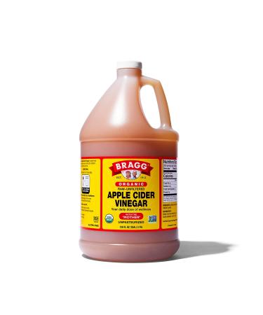Organic Raw Apple Cider Vinegar Unfiltered Bragg 1 Gal (128oz) Liquid
