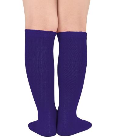 Komorebi Kids Toddler Soccer Knee High Tube Socks - Three Stripes Cotton Uniform Sports Stocking - Pure Purple - Buy Online on SooperMarket.com