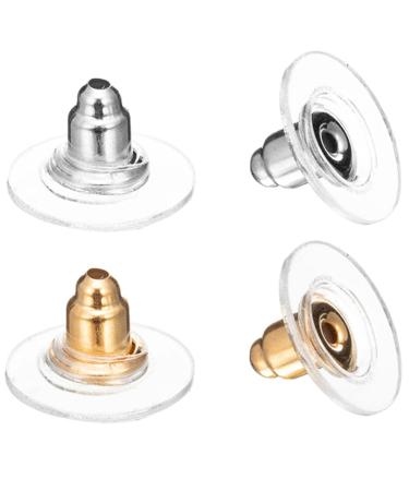 Earring Backs,Back Earrings Fishhook Earring Backs for Droopy Ears Earring Backs Replacements Bullet Clutch Back Earrings Replacement Earring Backs for Heavy Earring (Silver and Gold) Gold + Silver