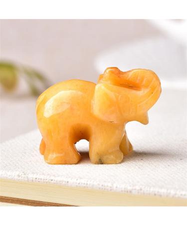 Handmade Carved Tangling Jade Elephant Gemstone Natural Crystal Figurine Good Luck Ornaments FZUGEDRLI (Color : Topaz)