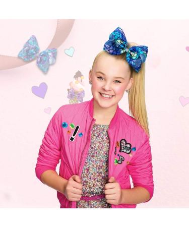 2 Pack Siwa Style Hair Bows for Girls - 8 Inch Large Ribbon Hair Barrettes Set | Mermaid Bows Accessories | Best Xmas Gift - Buy Online on SooperMarket.com
