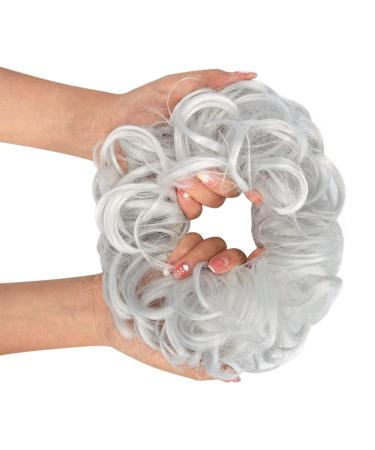 Messy Bun Hair Piece for Women Thick Updo Scrunchies Hair Extension Ponytail Hair Accessories Silver Grey 1 PCS 11# Silver Grey